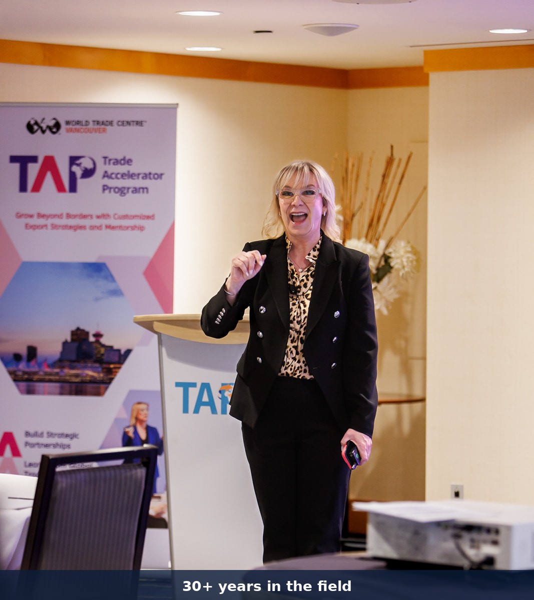 Claudia Mason speaking at World Trade Centre Vancouver